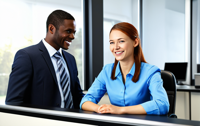 콘텐츠 마케팅과 고객 서비스의 연계 - **
A customer service representative, fully clothed in professional attire, assisting a customer at...