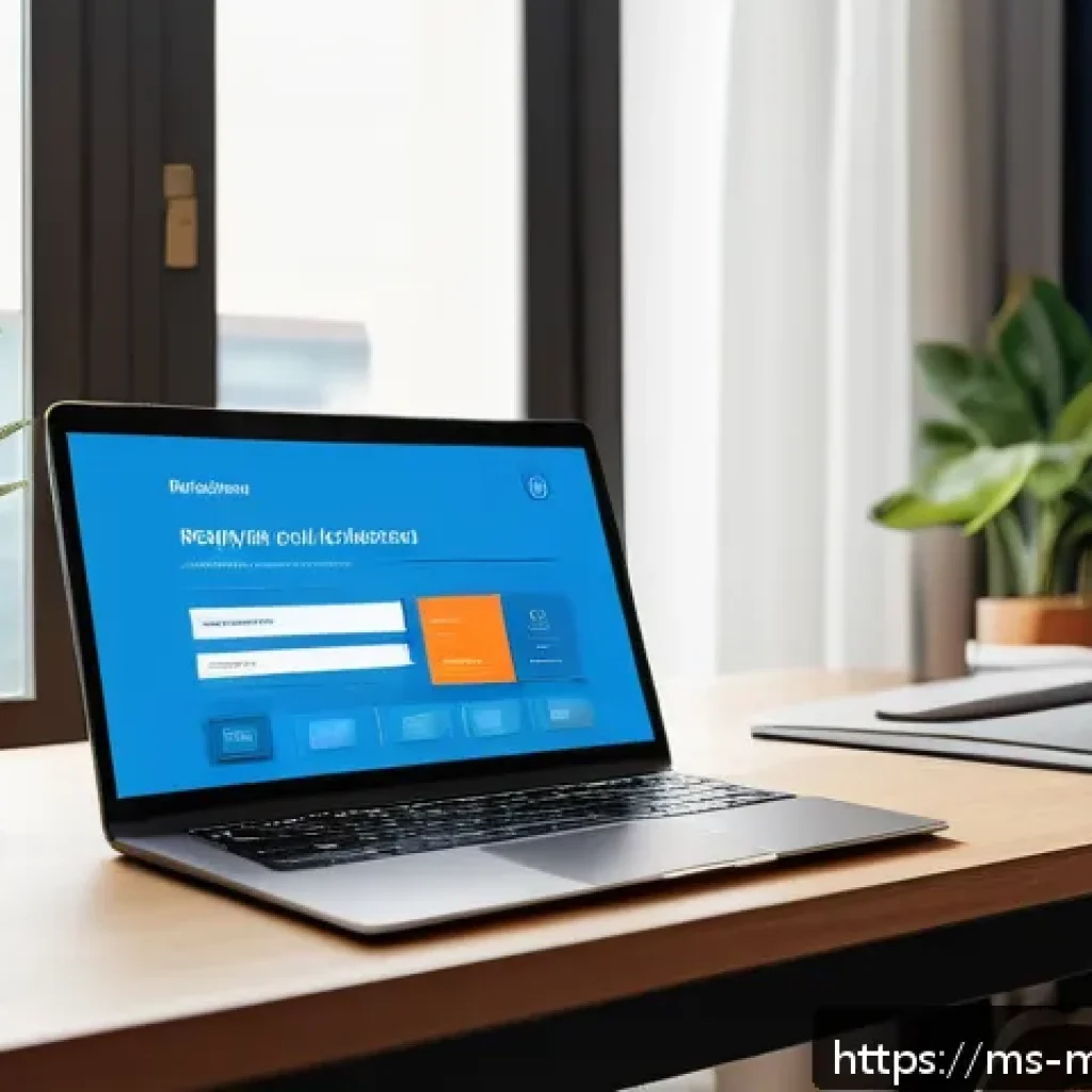 콘텐츠 마케팅에 적합한 이미지 및 디자인 전략 - A modern digital marketing workspace featuring a sleek laptop displaying a website with a harmonious...
